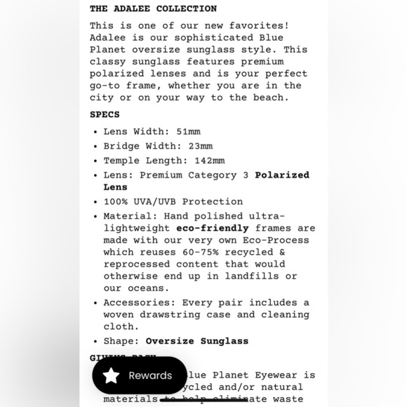 Blue Planet ADALEE Black Sunglasses - Picture 3 of 3